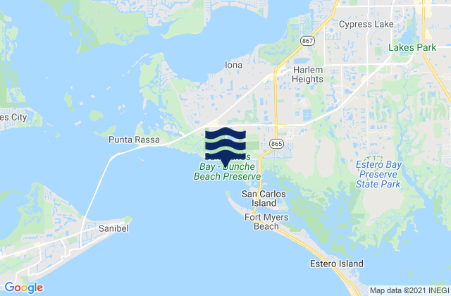 Karte der Gezeiten Bunche Beach, United States