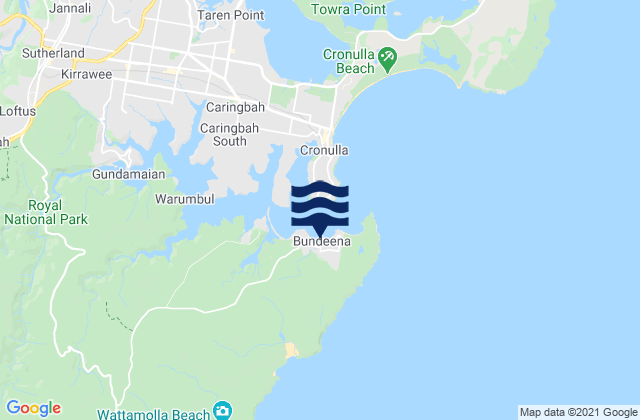 Karte der Gezeiten Bundeena, Australia
