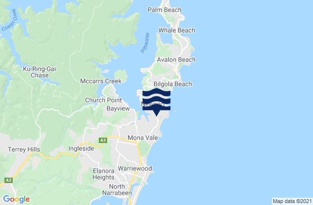 Karte der Gezeiten Bungan Beach, Australia
