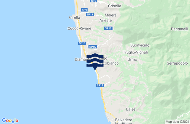 Karte der Gezeiten Buonvicino, Italy