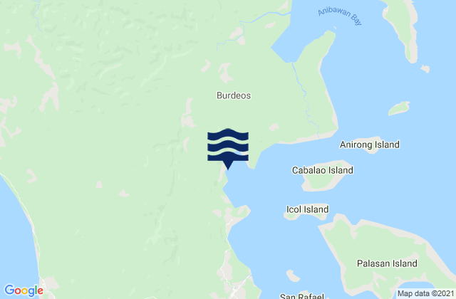 Karte der Gezeiten Burdeos Bay (Polillo Island), Philippines