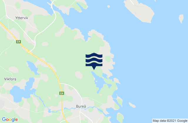 Karte der Gezeiten Bureå, Sweden