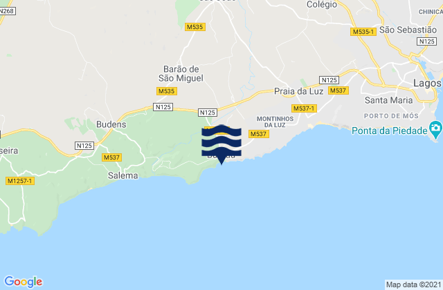 Karte der Gezeiten Burgau, Portugal