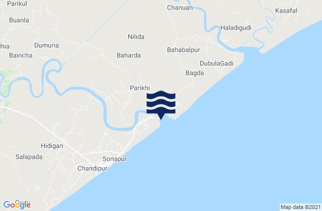 Karte der Gezeiten Burhabalang River Entrance, India