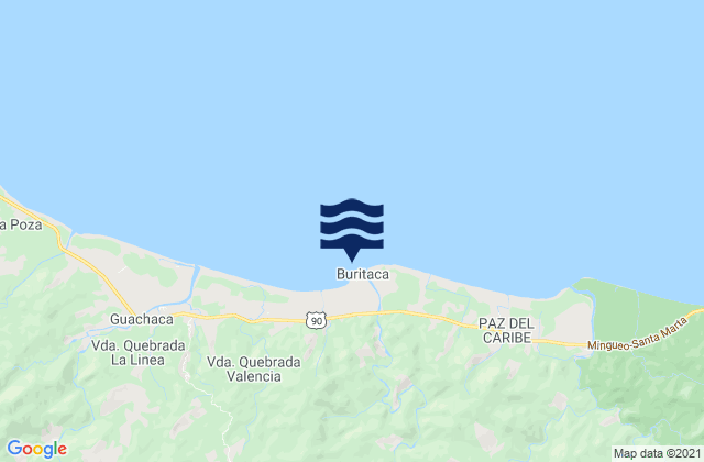 Karte der Gezeiten Buritaca, Colombia