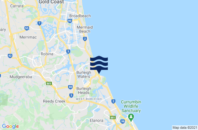 Karte der Gezeiten Burleigh Beach, Australia
