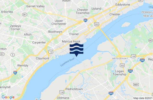 Karte der Gezeiten Burlington Delaware River, United States