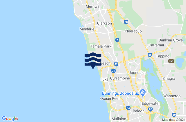 Karte der Gezeiten Burns Beach, Australia