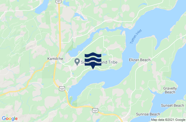 Karte der Gezeiten Burns Point (Totten Inlet), United States