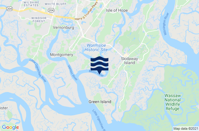 Karte der Gezeiten Burnside Island SE of Burnside River, United States
