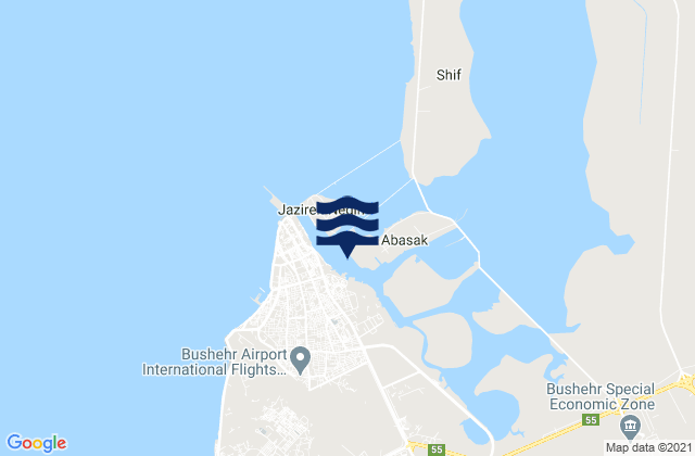 Karte der Gezeiten Bushahr Persian Gulf, Iran