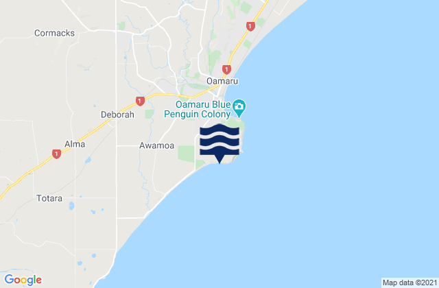 Karte der Gezeiten Bushy Beach, New Zealand