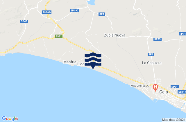 Karte der Gezeiten Butera, Italy