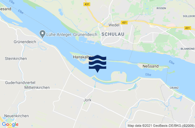 Karte der Gezeiten Buxtehude Este , Denmark