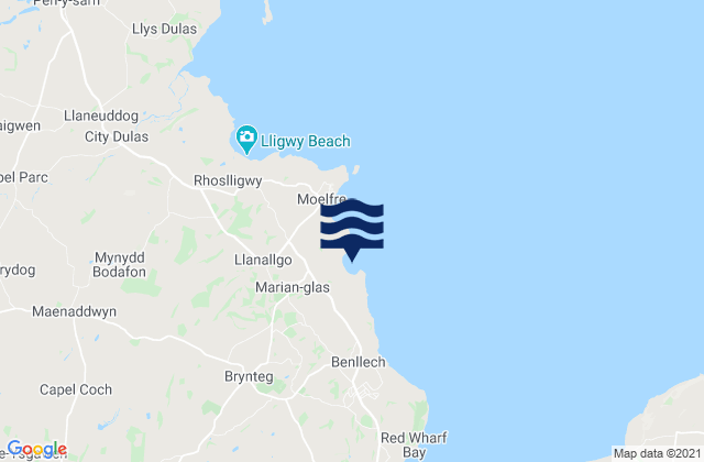 Karte der Gezeiten Bychan Beach, United Kingdom