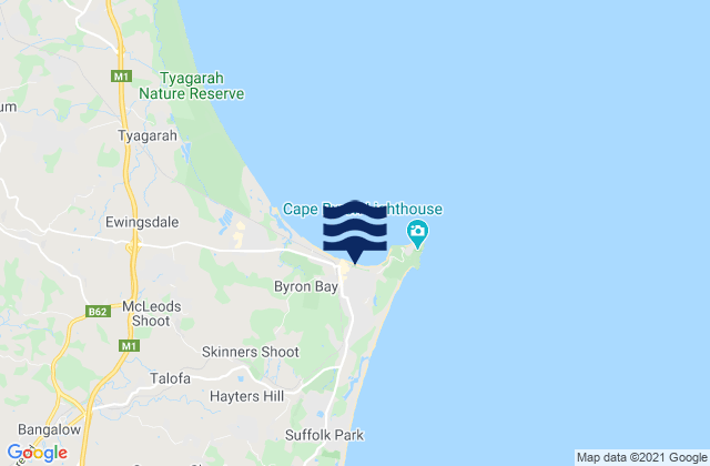 Karte der Gezeiten Byron Bay, Australia