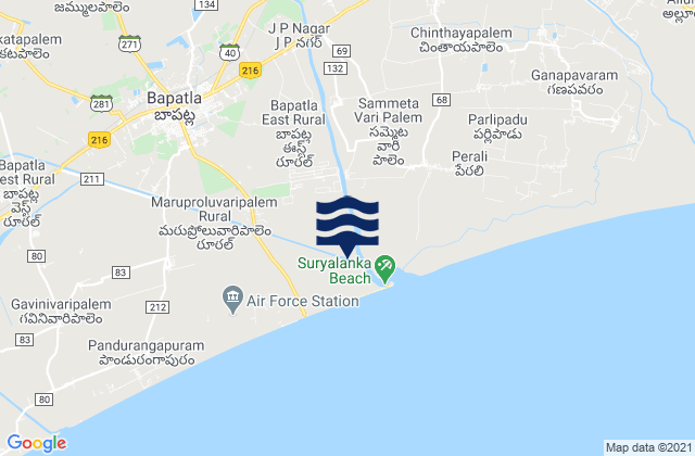 Karte der Gezeiten Bāpatla, India