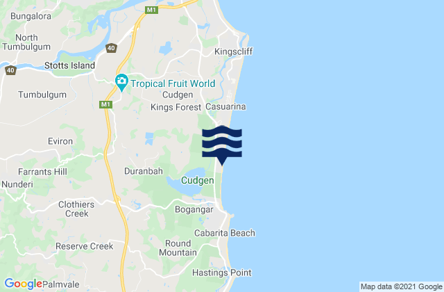 Karte der Gezeiten Cabarita Beach, Australia