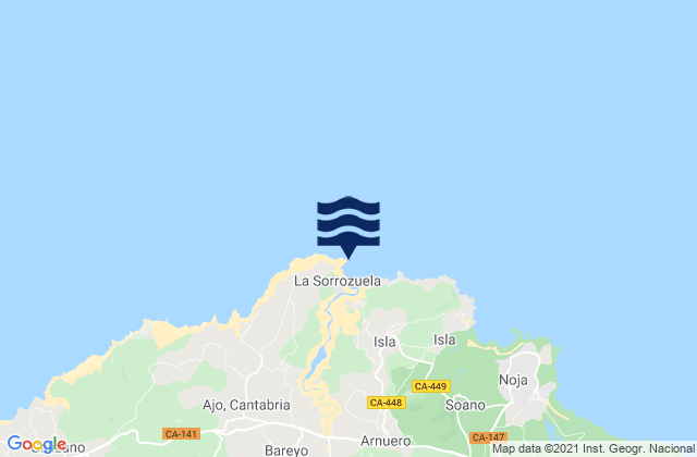Karte der Gezeiten Cabo Ajo, Spain