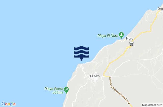Karte der Gezeiten Cabo Blanco, Peru