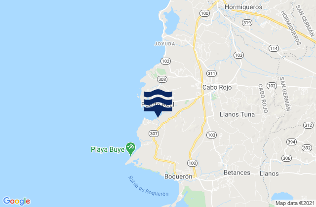 Karte der Gezeiten Cabo Rojo Municipio, Puerto Rico