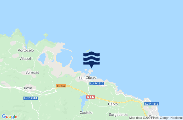 Karte der Gezeiten Cabo de San Cibrao, Spain