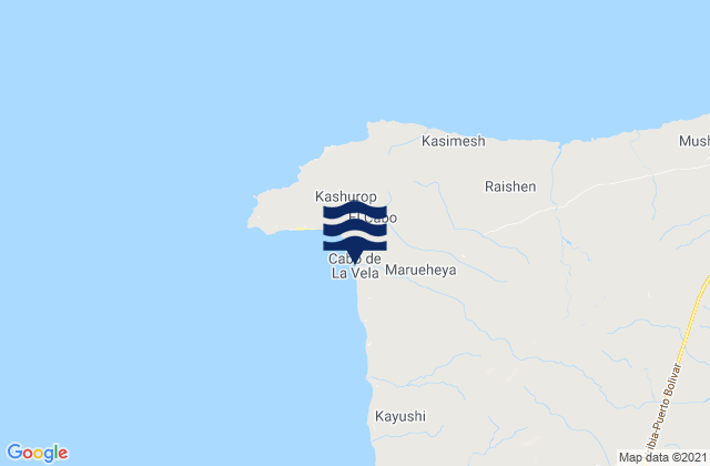Karte der Gezeiten Cabo de la Vela, Colombia