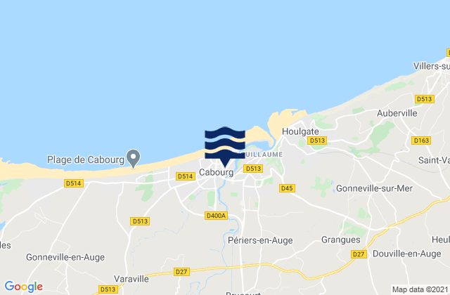 Karte der Gezeiten Cabourg, France