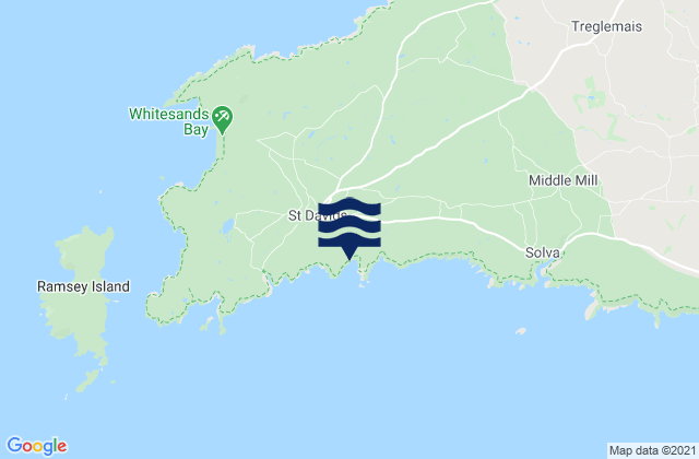Karte der Gezeiten Caerfai Beach, United Kingdom