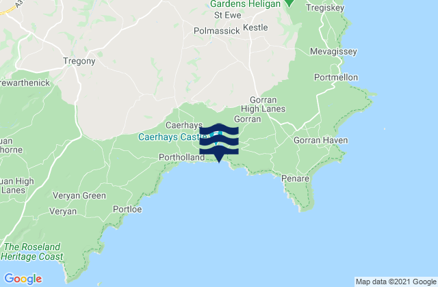 Karte der Gezeiten Caerhays, United Kingdom
