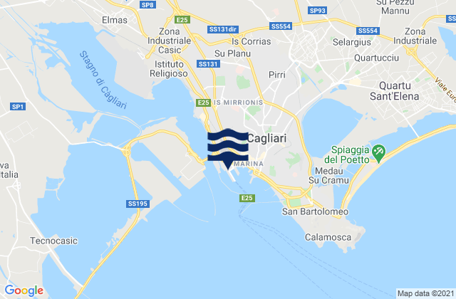 Karte der Gezeiten Cagliari Port, Italy