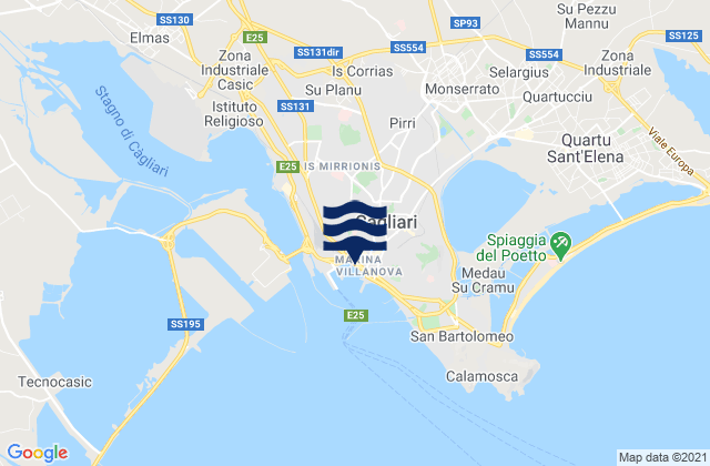 Karte der Gezeiten Cagliari, Italy