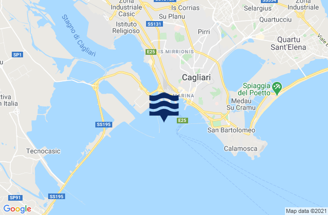 Karte der Gezeiten Cagliari Sardinia, Italy