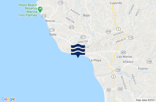 Karte der Gezeiten Caguabo Barrio, Puerto Rico