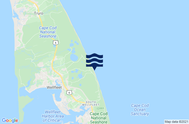 Karte der Gezeiten Cahoon Hollow Beach Cape Cod National Seashore Wellfleet, United States