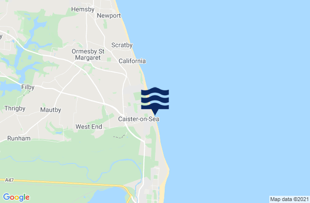 Karte der Gezeiten Caister-on-Sea, United Kingdom