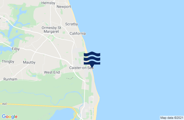 Karte der Gezeiten Caister Beach, United Kingdom