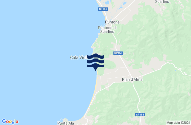 Karte der Gezeiten Cala Civette, Italy