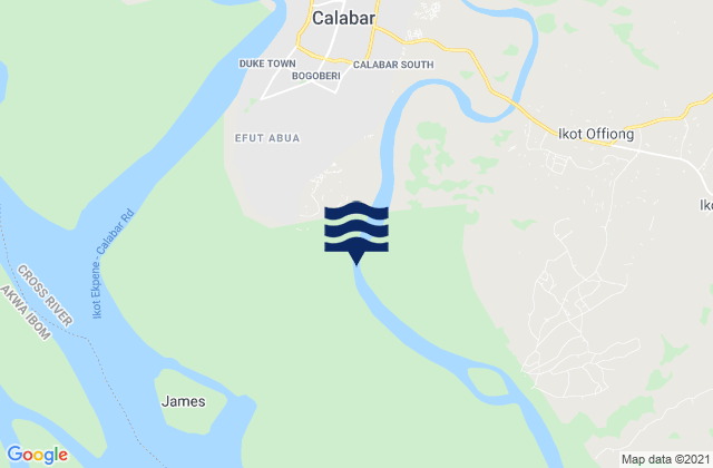 Karte der Gezeiten Calabar River, Nigeria