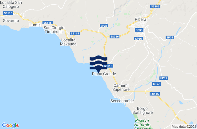 Karte der Gezeiten Calamonaci, Italy