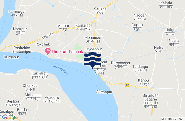 Karte der Gezeiten Calcutta (Garden Reach) Hooghly River, India