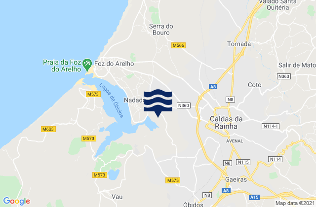 Karte der Gezeiten Caldas da Rainha, Portugal