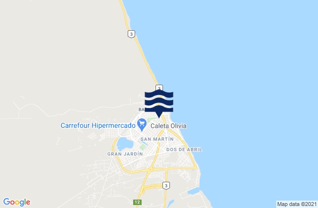 Karte der Gezeiten Caleta Olivia, Argentina