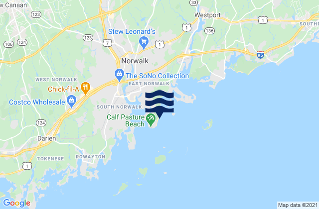 Karte der Gezeiten Calf Pasture Beach, United States