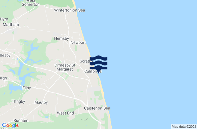 Karte der Gezeiten California Beach, United Kingdom