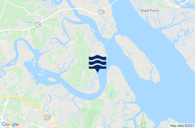 Karte der Gezeiten Callawassie Island (South Colleton River), United States