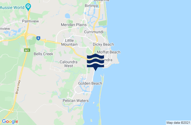Karte der Gezeiten Caloundra West, Australia