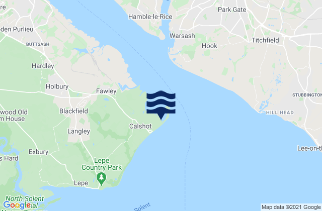 Karte der Gezeiten Calshot Beach, United Kingdom