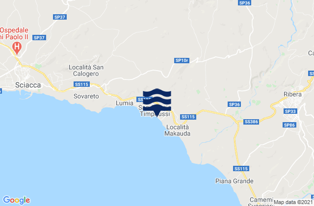 Karte der Gezeiten Caltabellotta, Italy