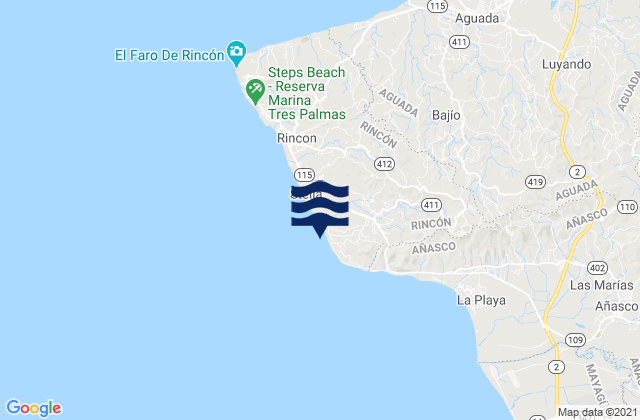 Karte der Gezeiten Calvache Barrio, Puerto Rico